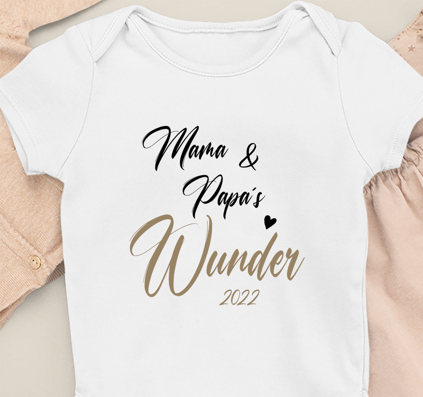 Mama und Papas Wunder - Bio-Babybody weiß - Geburtsjahr personalisiert